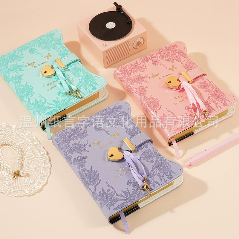 Notebook B6 Retro Lock Diary, Thick Student Notebook, Japan/Korea Style, Multiple Cover Colors