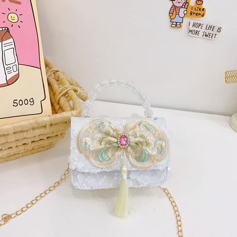 Bolsos infantiles, bolsos de moda princesa de perlas, bolsos de cambio de chicas lindas, bolsos de hombro de chicas