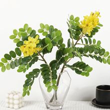 仿真槐花树枝 小黄花叶黄槐花树叶槐树 园林工程造景仿真绿植叶子