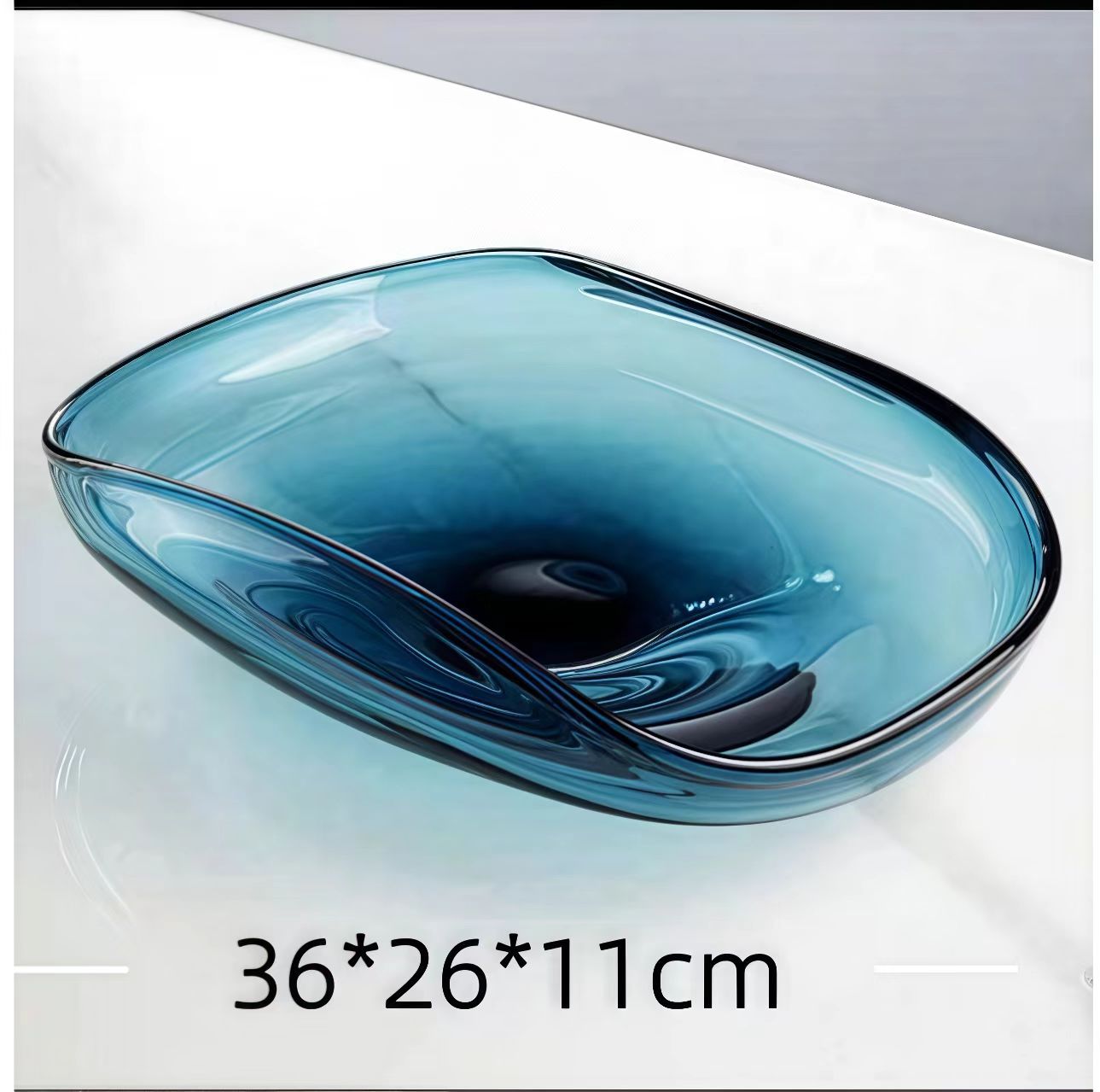 Plato de frutas de vidrio para el hogar de lujo ligero, mesa de centro de sala de estar para el hogar, decoración, mesa de comedor, bandeja de almacenamiento image 7