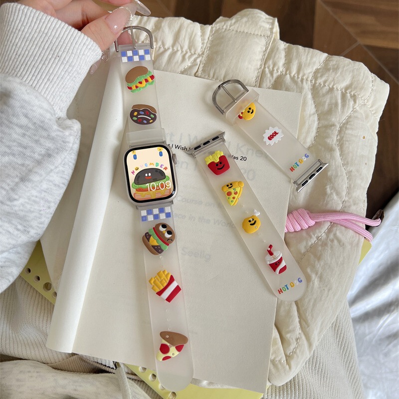 For iwatch8 Watch Band Apple S9 Watch applewatch10 Silicone 7 Cute Women Breathable SE Advanced Sense