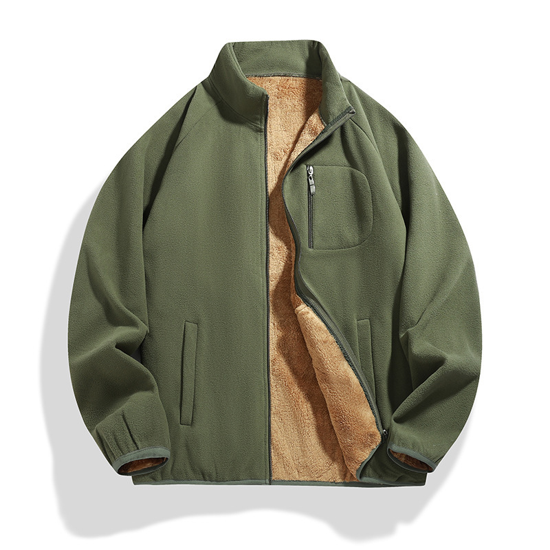 Fleece Jacket Men's Polar Fleece Jacket Men's Top Outdoor Jacket Liner Autumn and Winter Thickeneded Warm Sweatshirt Cardigan