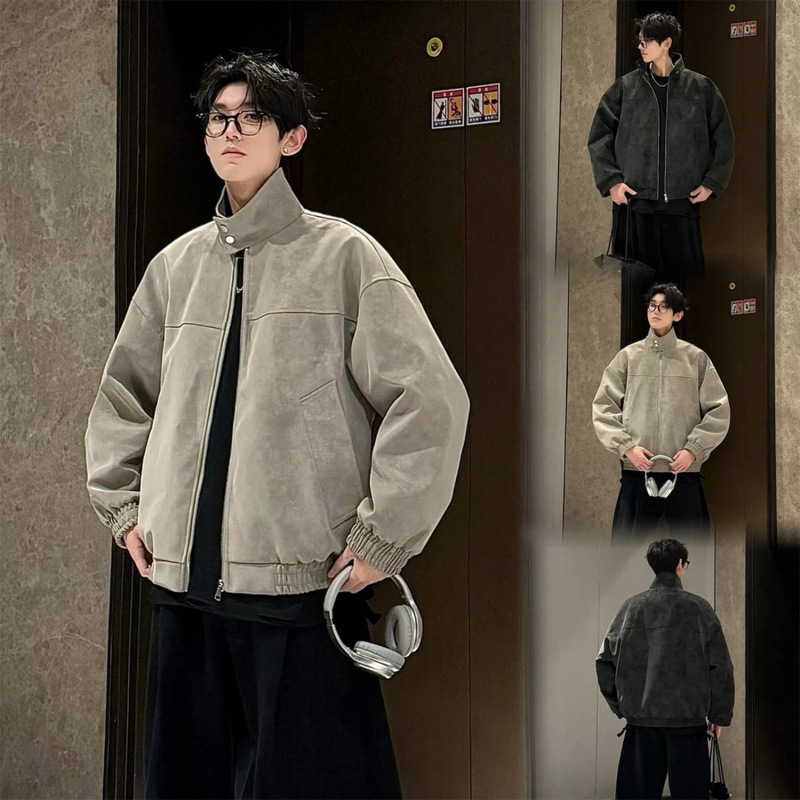 网图现货1万 扎染5u立领皮夹克情侣美式外套男 H2506 特555