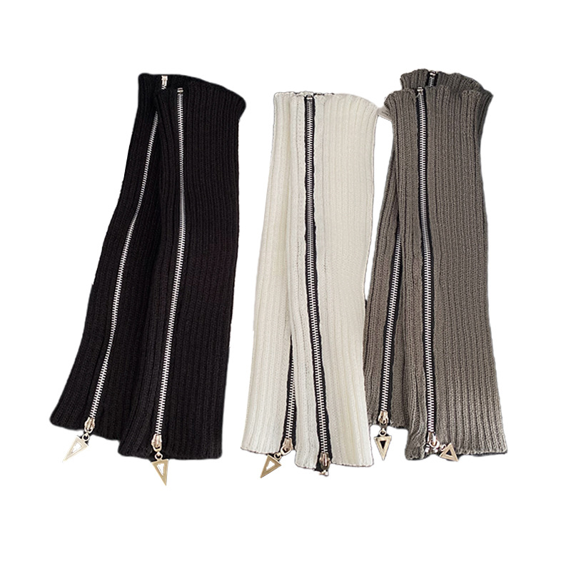 Scaldamuscoli Bootshang Calzini in cotone con cerniera per donna Primavera e autunno Inverno Vitello Scaldamuscoli in lana pesante lavorata a maglia grigia_voghion.com