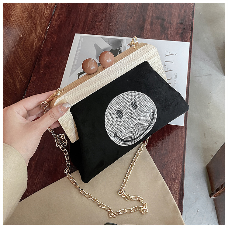 Fashion Rhinestone Smiley Face Messenger Bag display picture 5