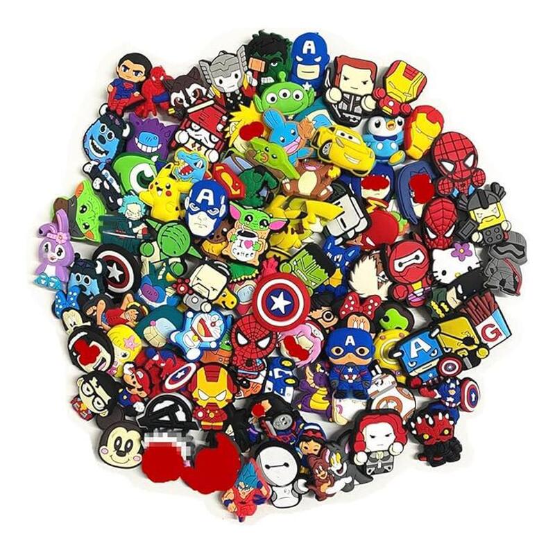 Random Croc Shoe Buckles 20 30 50 100Pcs Random Pvc Shoe Charm Garden Shoe Accessories Children's Party Gift