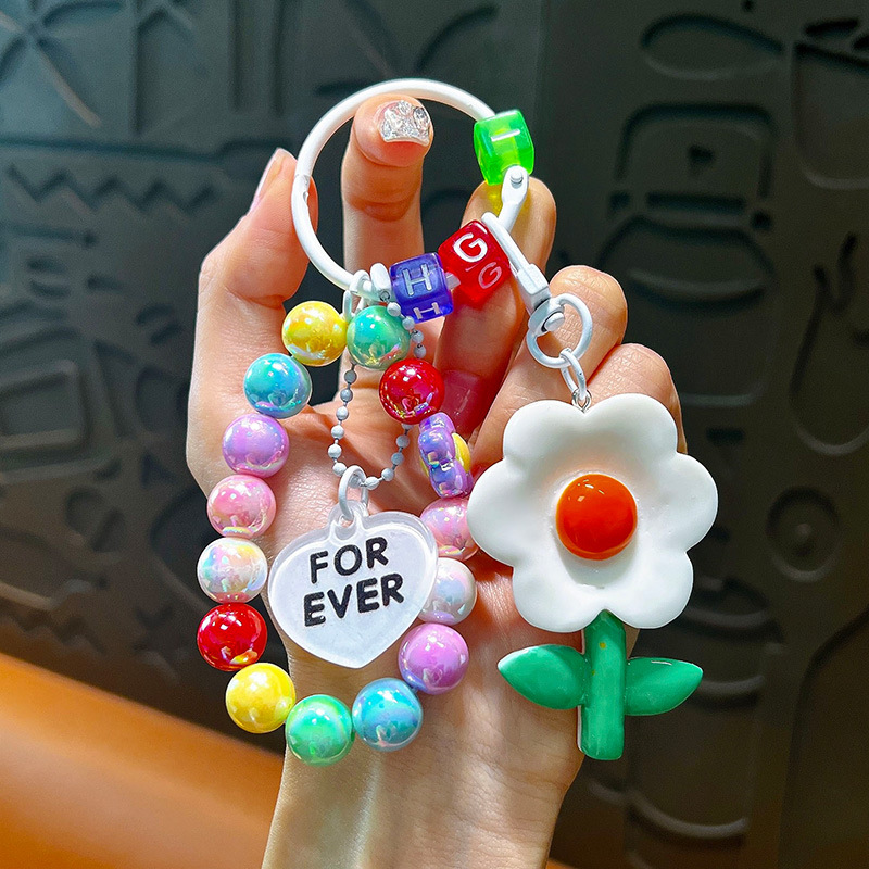 Flor de resina creativa colgante de llavero colgante colorido beaded pulsera mochila colgante decoración regalos pequeños regalos al por mayor
