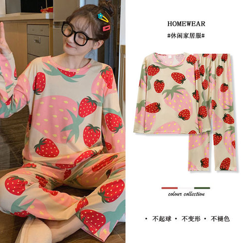Women's Long Sleeve Pajama Set with Pants, Spring and Autumn New Style, Plus Size Cute Cartoon Pajamas, Winter Homecoming Set, Direct Sales