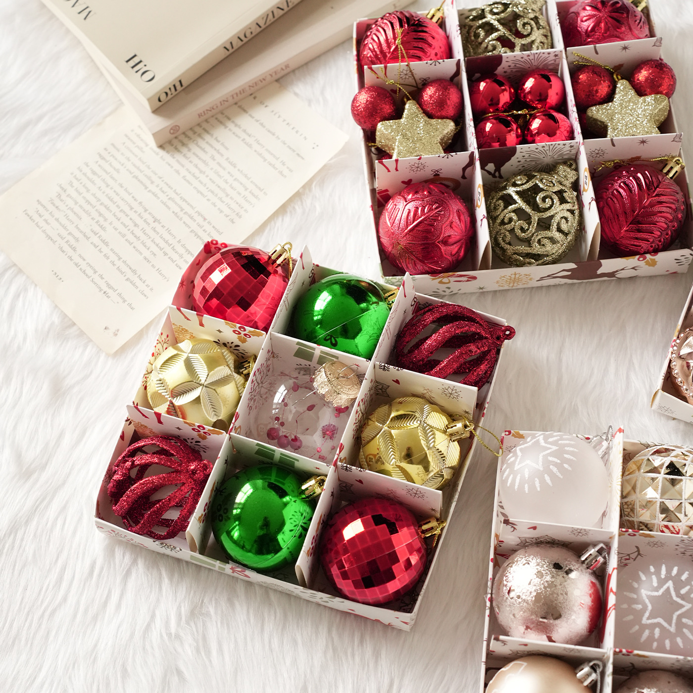 Nuevos productos transfronterizos paquetes de colgantes de bolas de Navidad en caja decoración de árboles de Navidad decoración de atmósfera de vacaciones decoración de colgantes en stock image 3