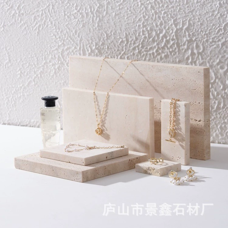 Европейский ретро-поднос из натурального травертинового мрамора, плоский, для отеля, западного ресторана, фруктовая тарелка, обеденная тарелка, декоративная кухонная тарелка