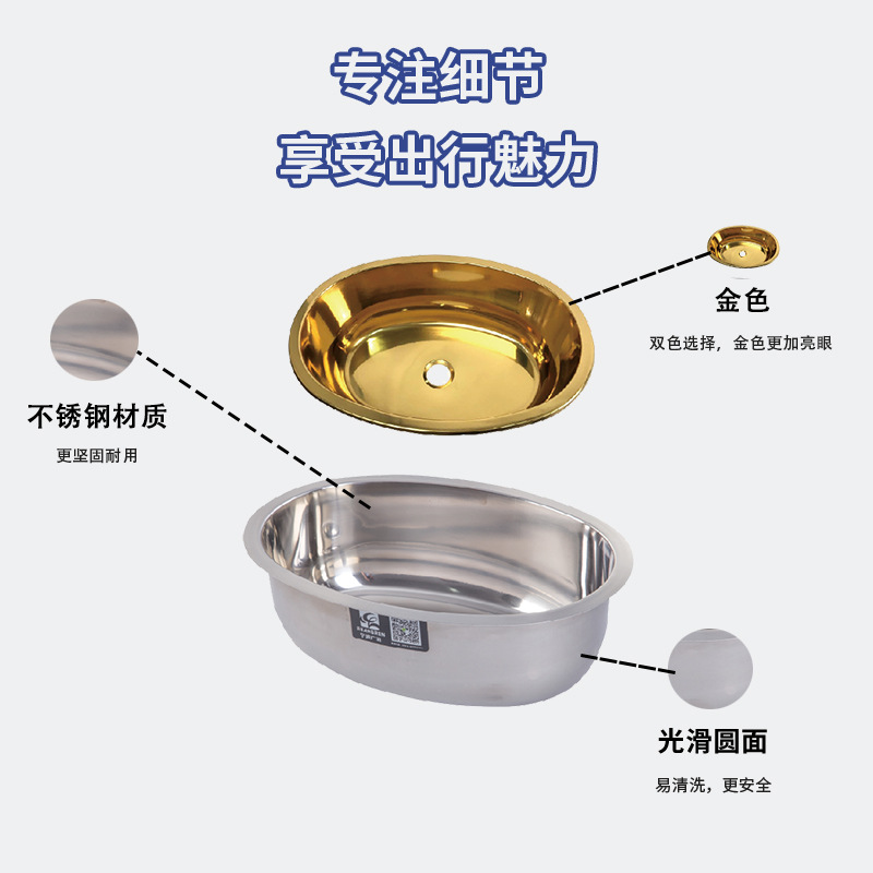 Guangrun RV Yacht Apartamento Acero inoxidable 304 Fregadero ovalado GR-518