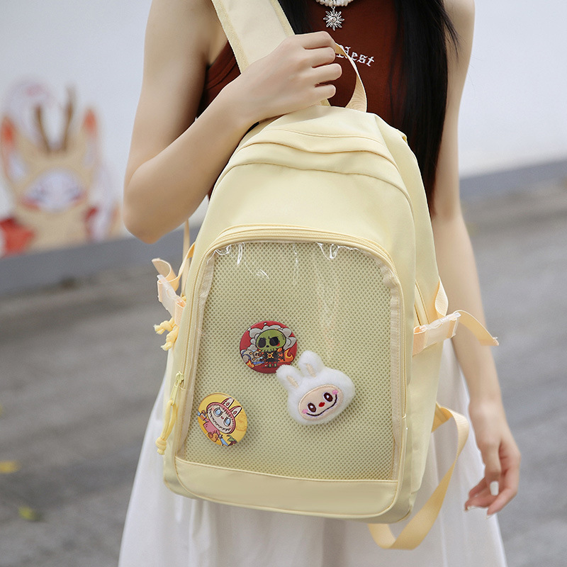 School Bag Female Ins Simple Bar Bag Niche Casual Girl Travel Small Backpack Large Capacity Transparent Backpack