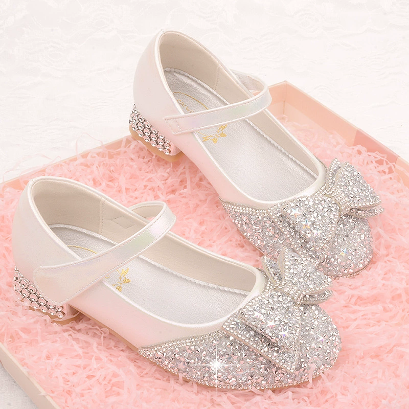 Производители оптом детская обувь принцессы 2023 осень и зима Новые хрустальные туфли маленькая девочка детская обувь на высоком каблуке