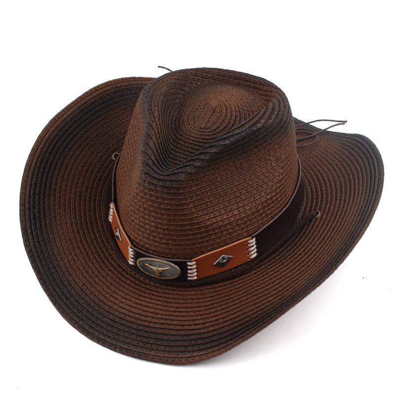Nuevos productos de comercio exterior transfronterizo para hombres y mujeres de género neutro sombrero de vaquero sombrero de paja al aire libre sombrero de estilo retro europeo y americano