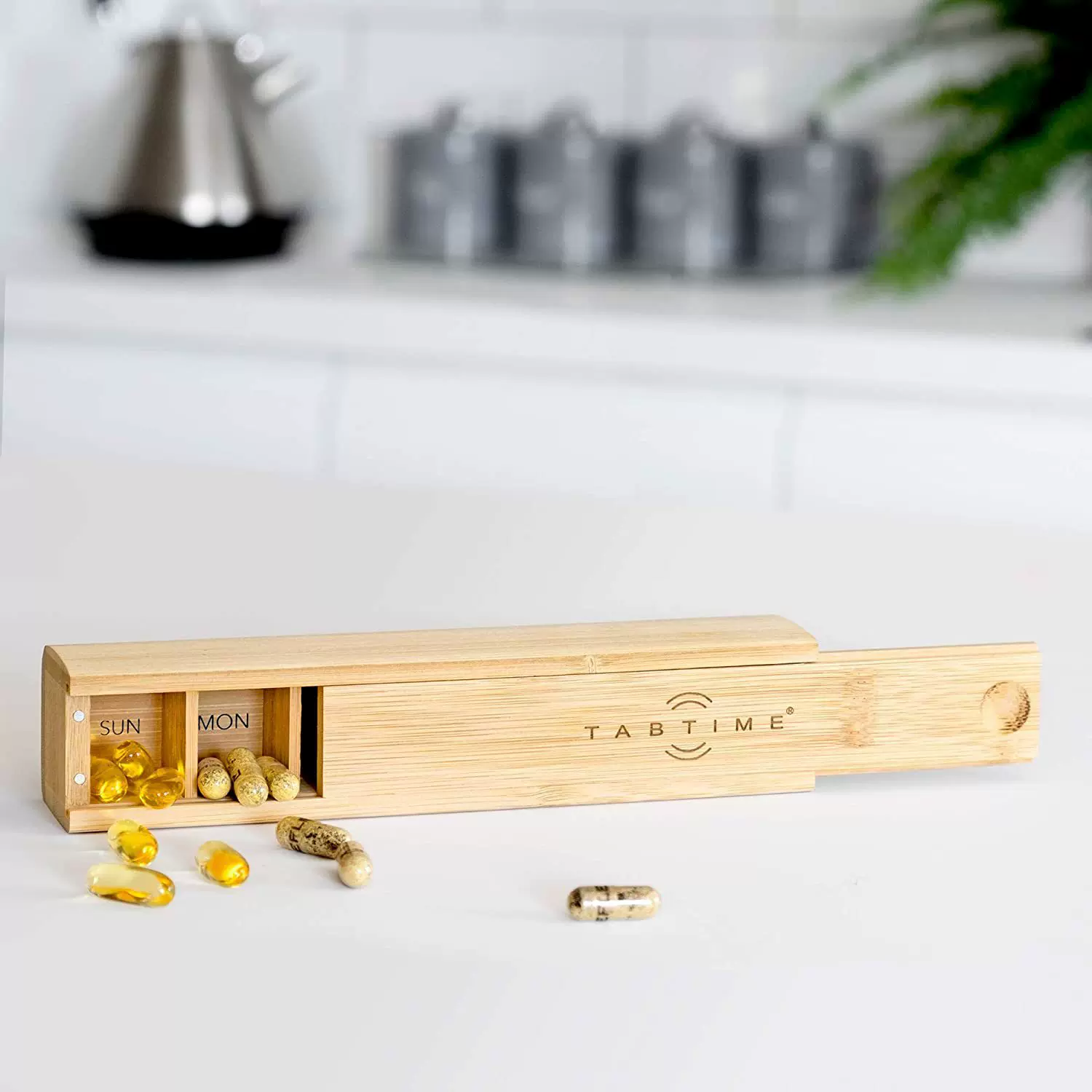 木质药丸盒单粒药丸盒分装便携式收纳盒7天一周药片收纳木盒