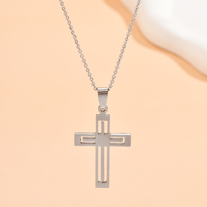Original Design Cross Stainless Steel Plating Pendant Necklace 1 Piece display picture 7