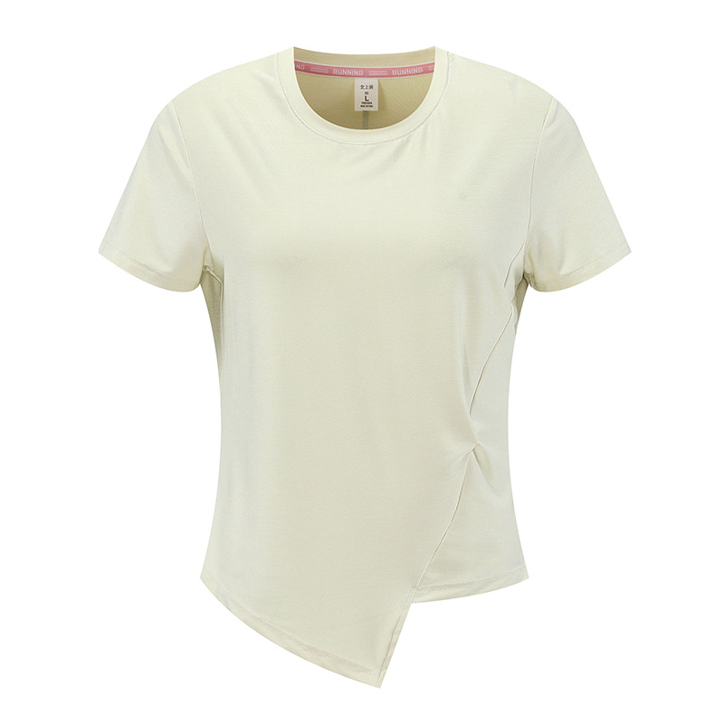 Camiseta deportiva de manga corta para mujer, estilo europeo y americano, para comercio transfronterizo, de secado rápido, para correr al aire libre, yoga, baile, fitness, transpirable, con cuello redondo