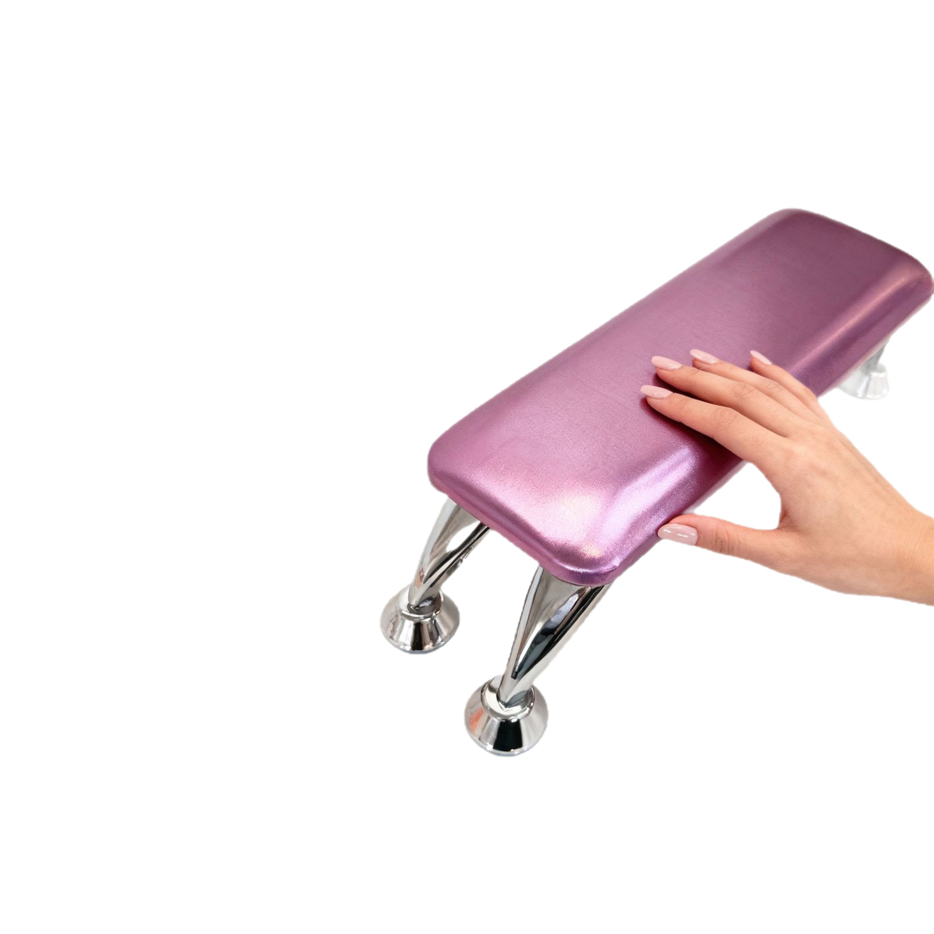 Unidad de manicura transfronteriza, almohada de mano grande brillante de PU, taburetes metálicos europeos, lámpara de fototerapia, almohadilla de mano cómoda especial