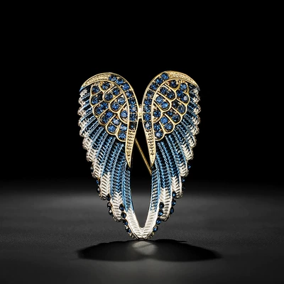 Personality and Temperament Angel Wings Brooch Women's South Korea Fashion All-match Enamel Pin Alloy Diamond Corsage Accessories