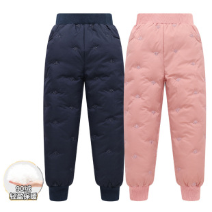 Winter children's down pants thickened warm pants boys and girls big children's work casual down pants factory outlet