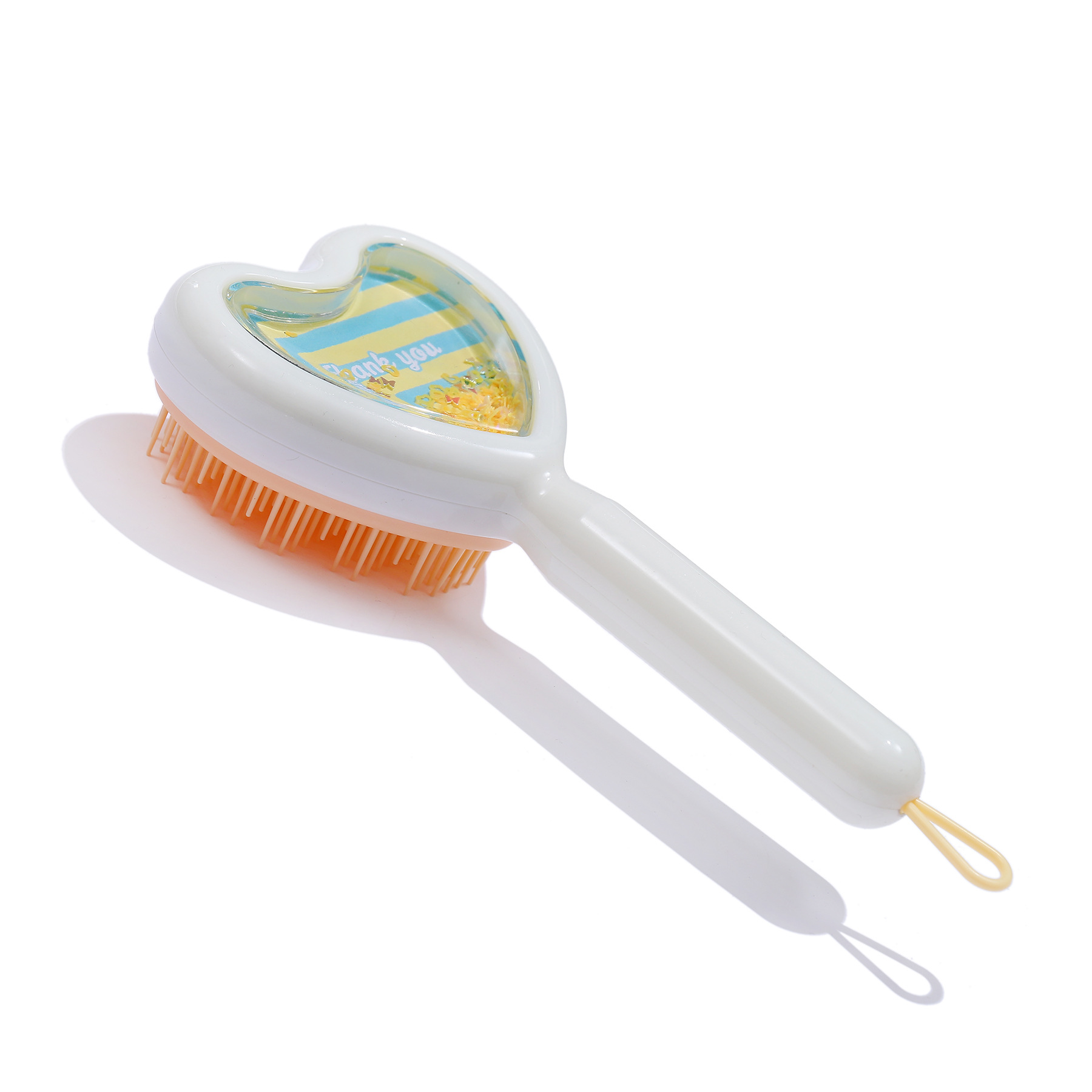 Venta al por mayor transfronteriza en stock nuevo creativo en forma de corazón transparente peine amor brillo lentejuelas dientes largos y cortos portátil viaje peine