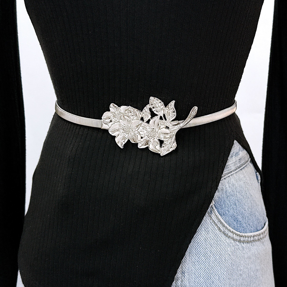 Cinturón corsé elástico elegante con muelle de metal_voghion.com