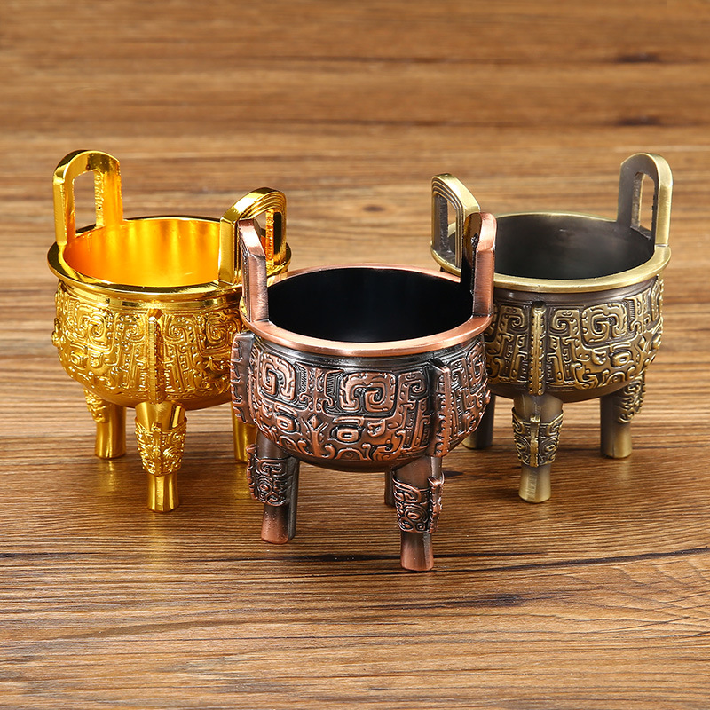 小号合金三足圆鼎香炉家用室内线香香插线香底座香薰炉创意鼎摆件