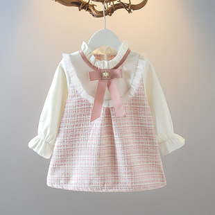 Powerful Factory Children's Clothing Girls' Dress Small Fragrant Princess Skirt Baby Fake Two-Piece Western Style Dress Dropshipping