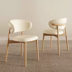 Japanese-Style Designer Imitation Wood Dining Chair in Natural Wood Color, Cream Style, Suitable for Cafes, Restaurants, and Home Use, with a Vintage-Inspired Backres