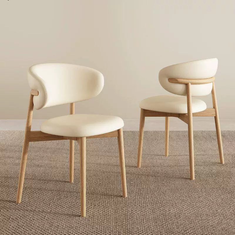 Japanese-Style Designer Imitation Wood Dining Chair in Natural Wood Color, Cream Style, Suitable for Cafes, Restaurants, and Home Use, with a Vintage-Inspired Backres