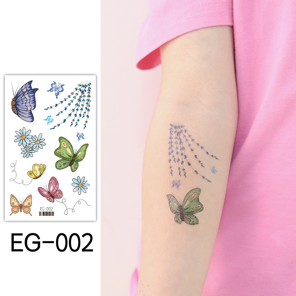 Ruikarong transfronteriza de dibujos animados brillo sirena tatuaje pegatinas mariposa impermeable niños tatuaje pegatinas ventas directas de la fábrica