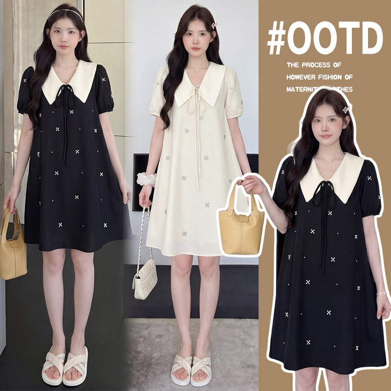 Maternity Wear, Summer Trendy Mom Fashion New Style Dress, High-End Plus-Size Age-Reducing Dress for Petite Women during Pregnancy Maternity Wear, Summer Trendy Mom Fashion New Style Dress, High-End Plus-Size Age-Reducing Dress for Petite Women during Pregnancy