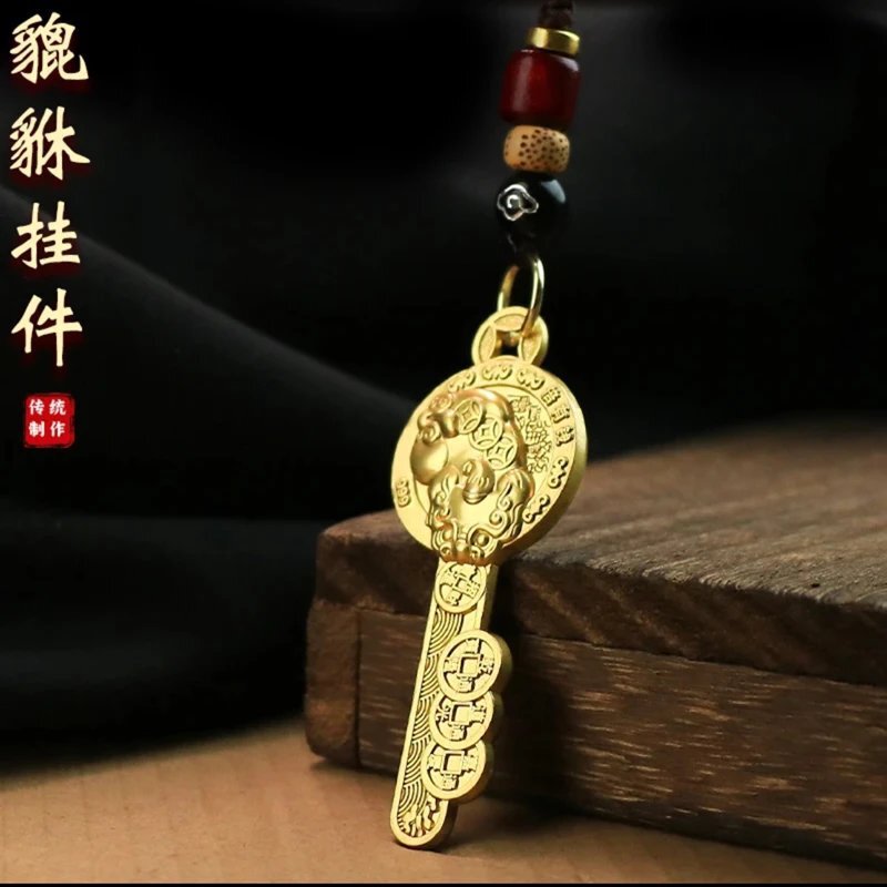 (in stock Wholesale) New 2025 Car Pendant Pixiu Gold Key Pendant Keychain Gandaojia Pendant