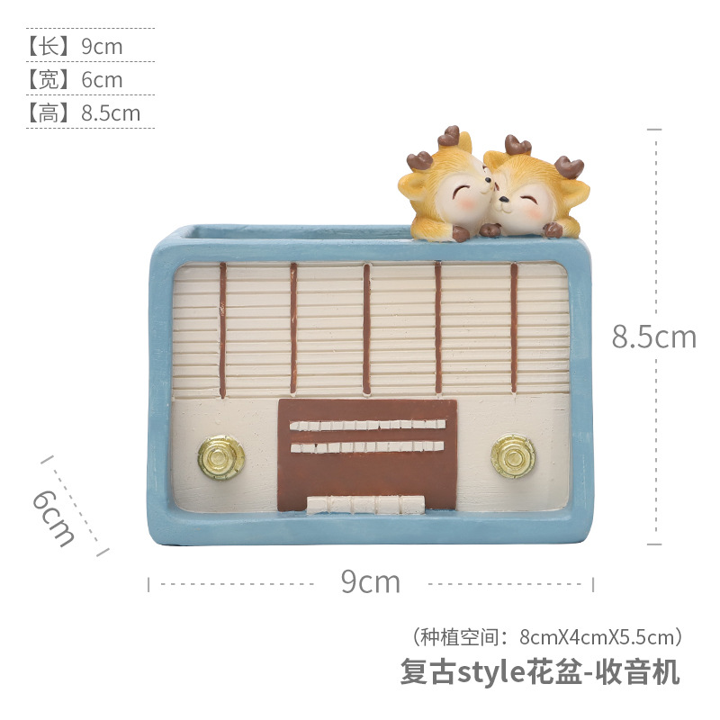 Chậu cây mọng nước resin vintage, chậu mini để bàn, đồ thủ công trang trí nhà (RG-49)