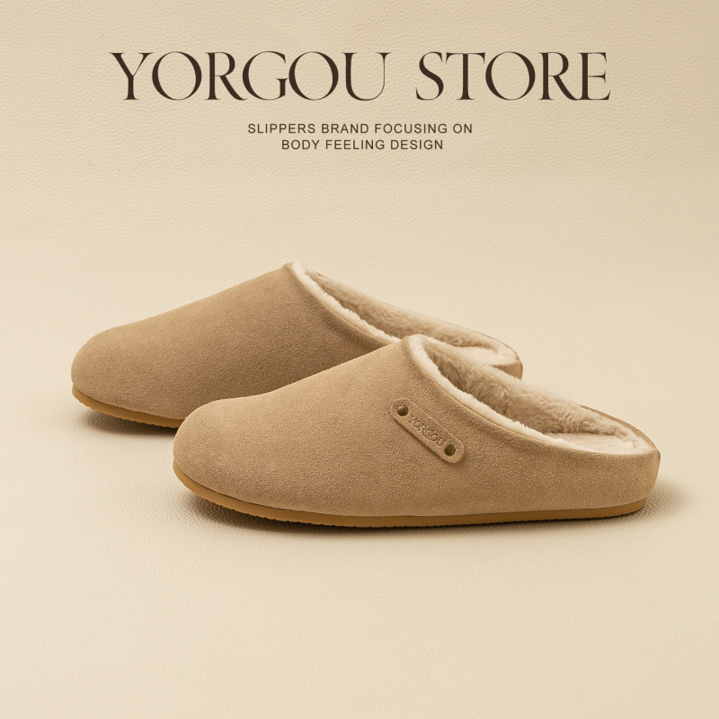 High-End Cowhide Cotton Slippers for Women in Winter, Indoor Warm Plush Home Slippers for Men in Autumn and Winter High-End Cowhide Cotton Slippers for Women in Winter, Indoor Warm Plush Home Slippers for Men in Autumn and Winter