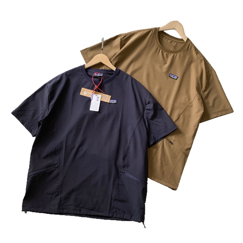 越境供給パタ夏アウトドアベーシック無地ラウンドネックアイスシルク速乾Tシャツポケット半袖メンズ|undefined