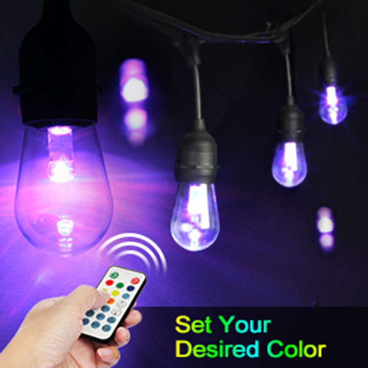 IP65 Waterproof Color-Chasing LED String Lights – Solar/Plug-in Remote Control (16FT/32FT/49FT, S14 Bulbs, CE Certified, For Garden/Christmas/Party)​_voghion.com