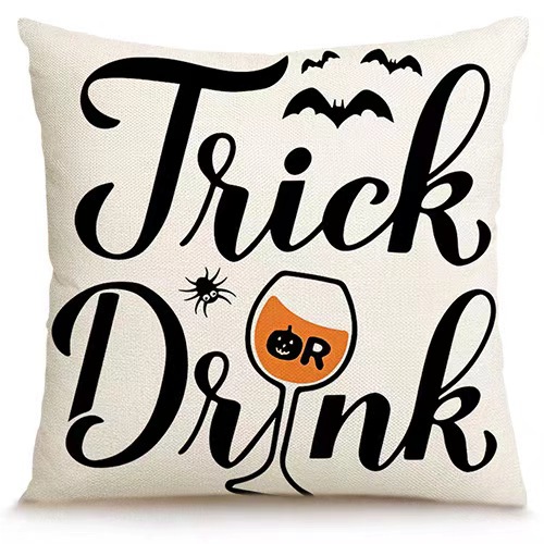Transfronterizo Amazon Halloween impresión lino almohada cubierta bruja calabaza decoración doméstica almohada cubierta