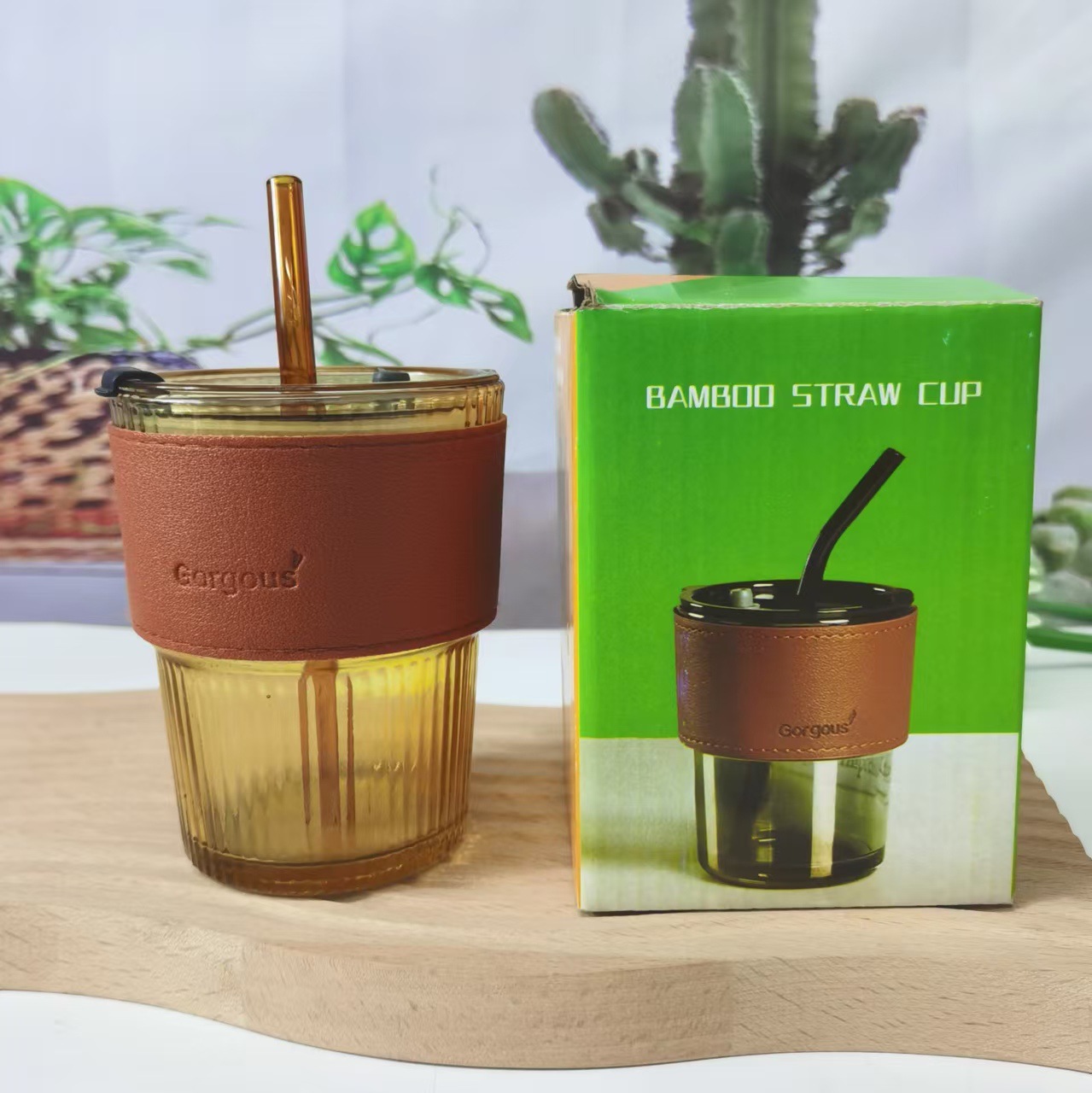 Hogar taza de bambú en línea celebridad pequeño regalo Apertura de vidrio publicidad taza de té con mano regalo taza de agua leche té taza de café