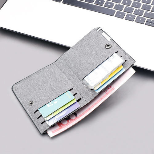 Driver's license card holder integrated men's ultra-thin canvas short small wallet men's multi-functional simple wallet compact card holder