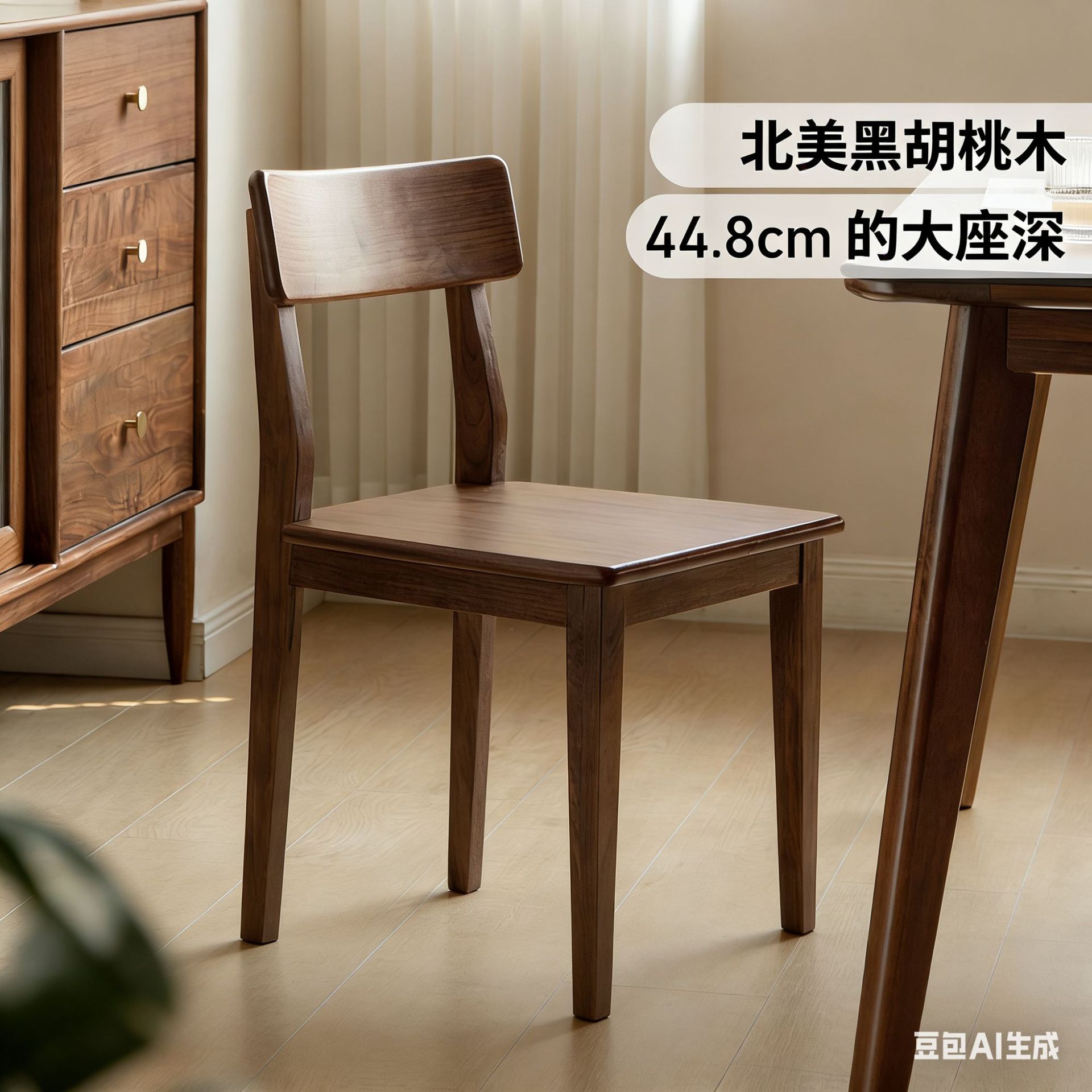 北美黑胡桃木实木餐椅简约家用靠背椅北欧书桌椅黑胡桃木餐桌椅子