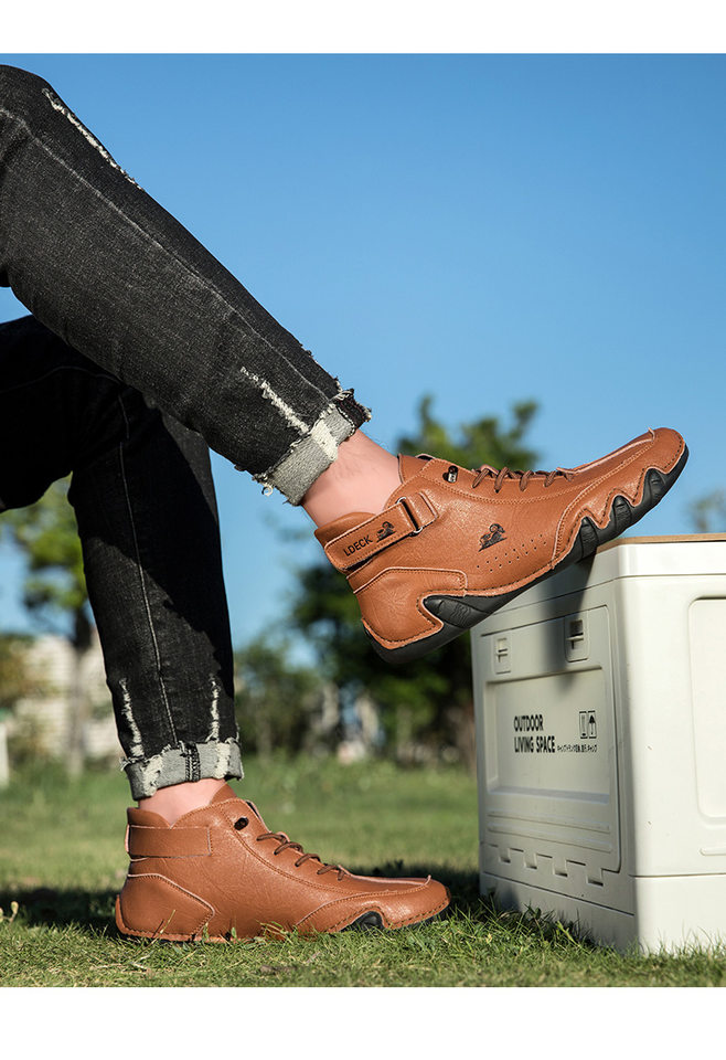 Bốt Martin nam cổ cao dáng ngắn, mũi tròn, đế bằng, phong cách thường ngày — C8008 màu kaki, C8008 màu xám, C8008 màu đen, F8008 Màu xanh lá cây chi tiết 21