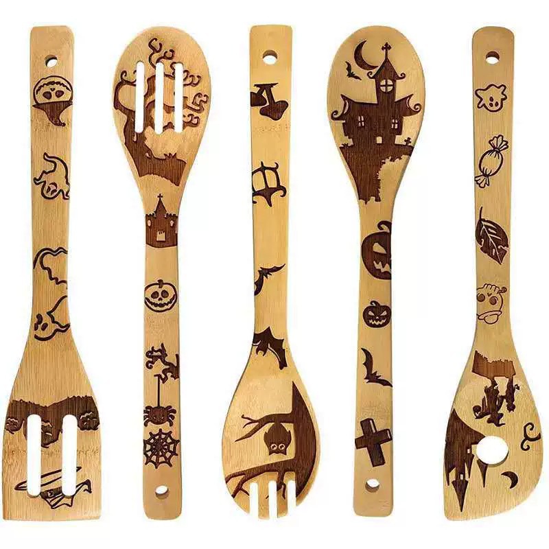 Carved cartoon creative wooden set with laser, kitchenware, Amazon 5