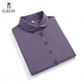 GAGN法式白色娃娃领翻领短袖2026新款春夏棉质正肩上衣内搭polo女