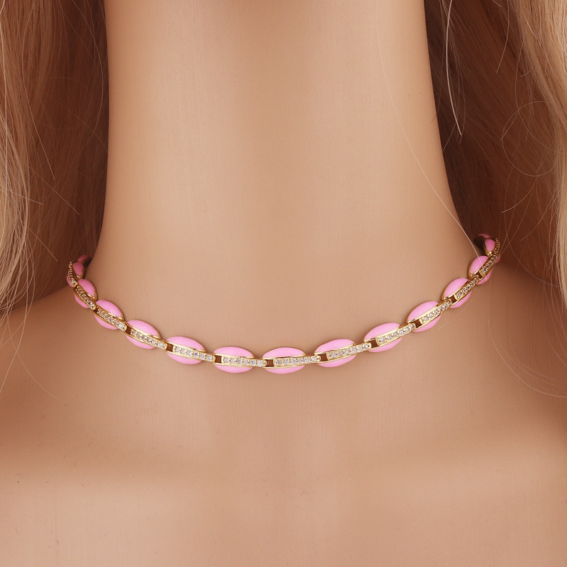 Fashion Geometric Copper Choker Inlay Zircon Copper Necklaces