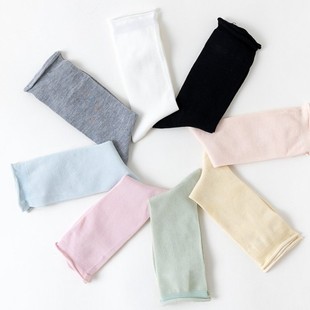 Women's Socks for Spring and Autumn, Trendy Versatile Solid Color Cotton Socks, Slouch Socks, Mid-Calf Socks, Sweat-Absorbing Sports Trendy Socks