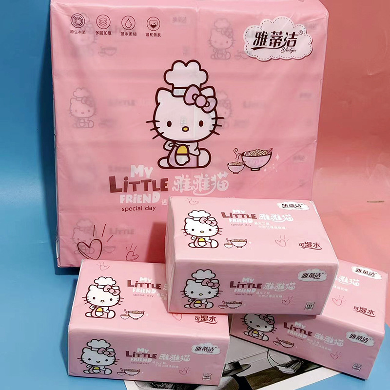 Hello Kitty Tissue Paper 80 Sheets Large Pack for Home Use, Facial Tissue, Toilet Paper, Napkins, Water-Resistant Tissue, Toilet Paper, Hand Paper