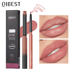 QIBEST 口紅リップライナーマット色褪せしにくい長期的な防水ナチュラルヌードリップライナーセットメイクアップ