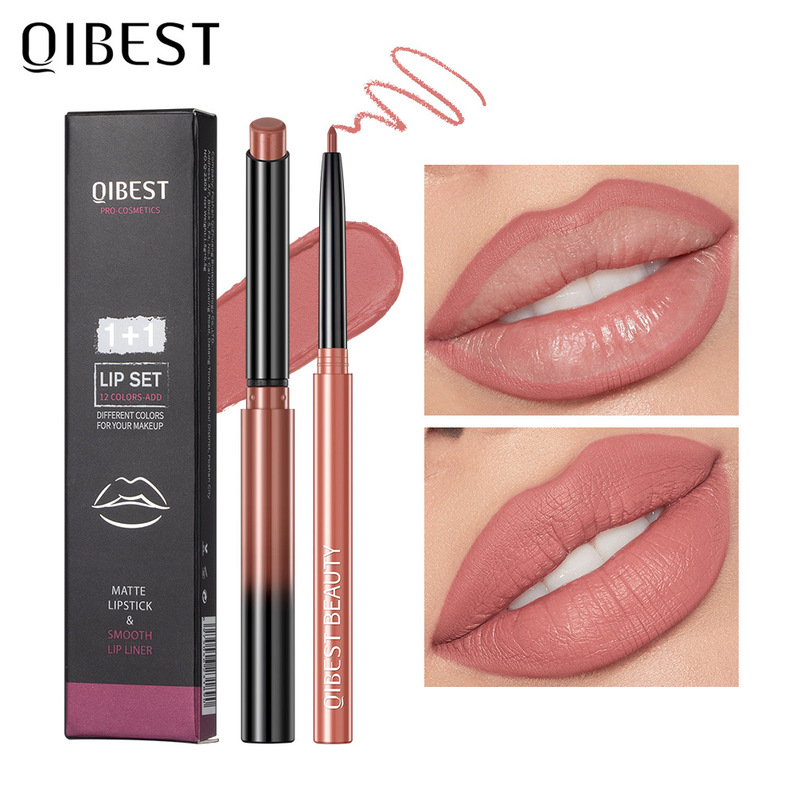 QIBEST 口紅リップライナーマット色褪せしにくい長期的な防水ナチュラルヌードリップライナーセットメイクアップ|undefined