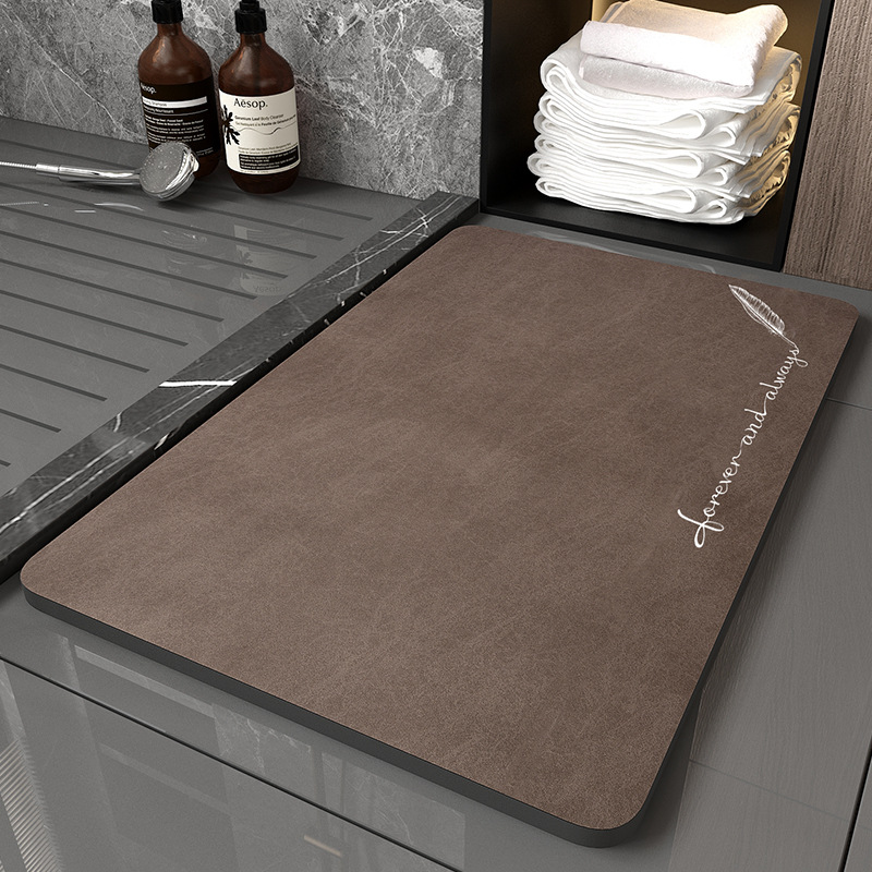 Minimal cojín de baño absorbente, alfombra de suelo antideslizante, alfombra de barro de diatomeas suave en la puerta del baño
